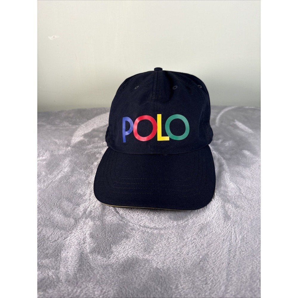 Polo by Ralph Lauren Black Cap with Rainbow 'POLO' Logo